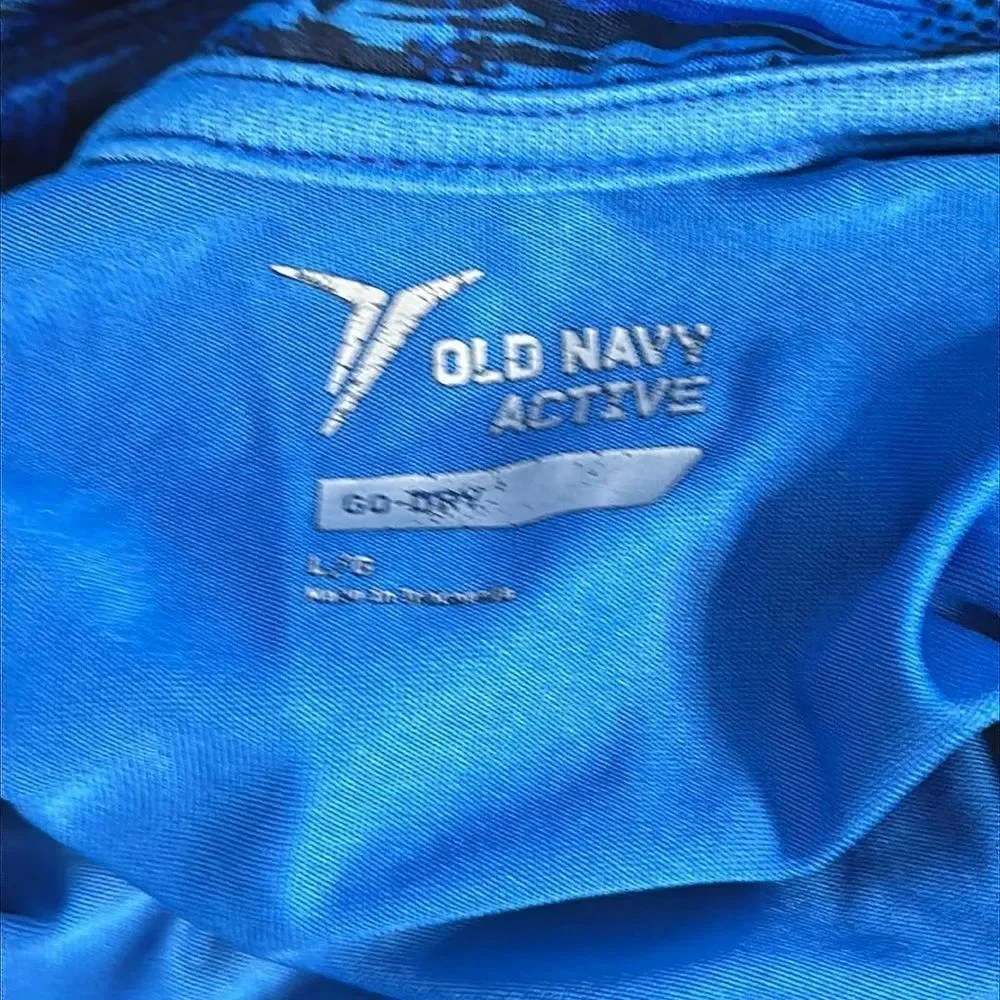 Old Navy Large Blue Black Half Zip Pullover Long Sleeve 100% Polyester